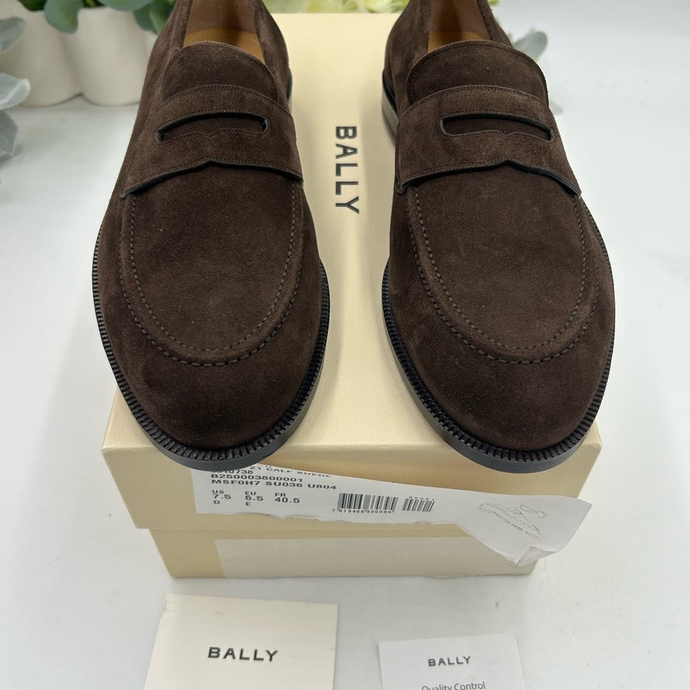 Men's Bally CHARNEY suede penny loafers size 7.5 US - Picture 3 of 9